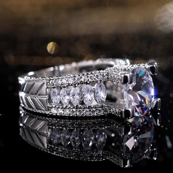 Sterling silver wedding engagement ring - Picture 4 of 7